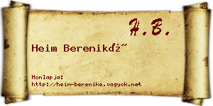 Heim Bereniké névjegykártya